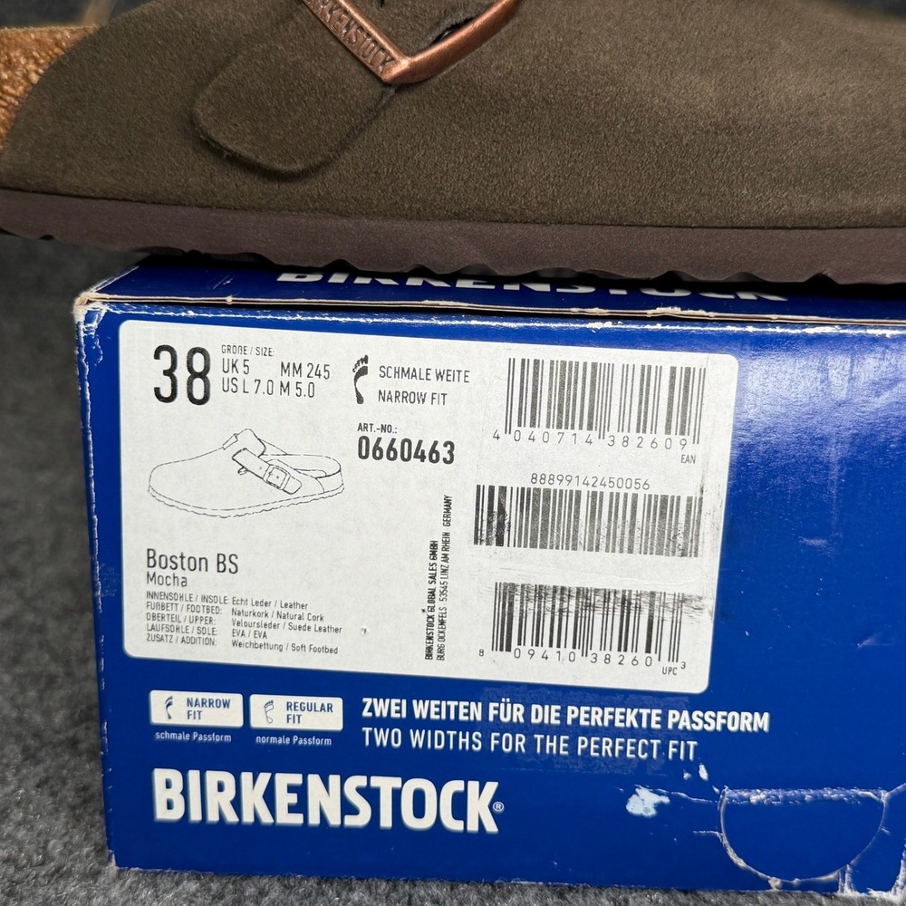 Birkenstock Boston Clogs Women's 7 Brown Suede Soft Footbed Slip On Sandal Shoes - Picture 2 of 14